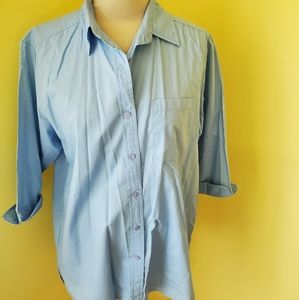 Mountain Lake Light Blue 3/4 Sleeve Button Up Dress Shirt Size Medium